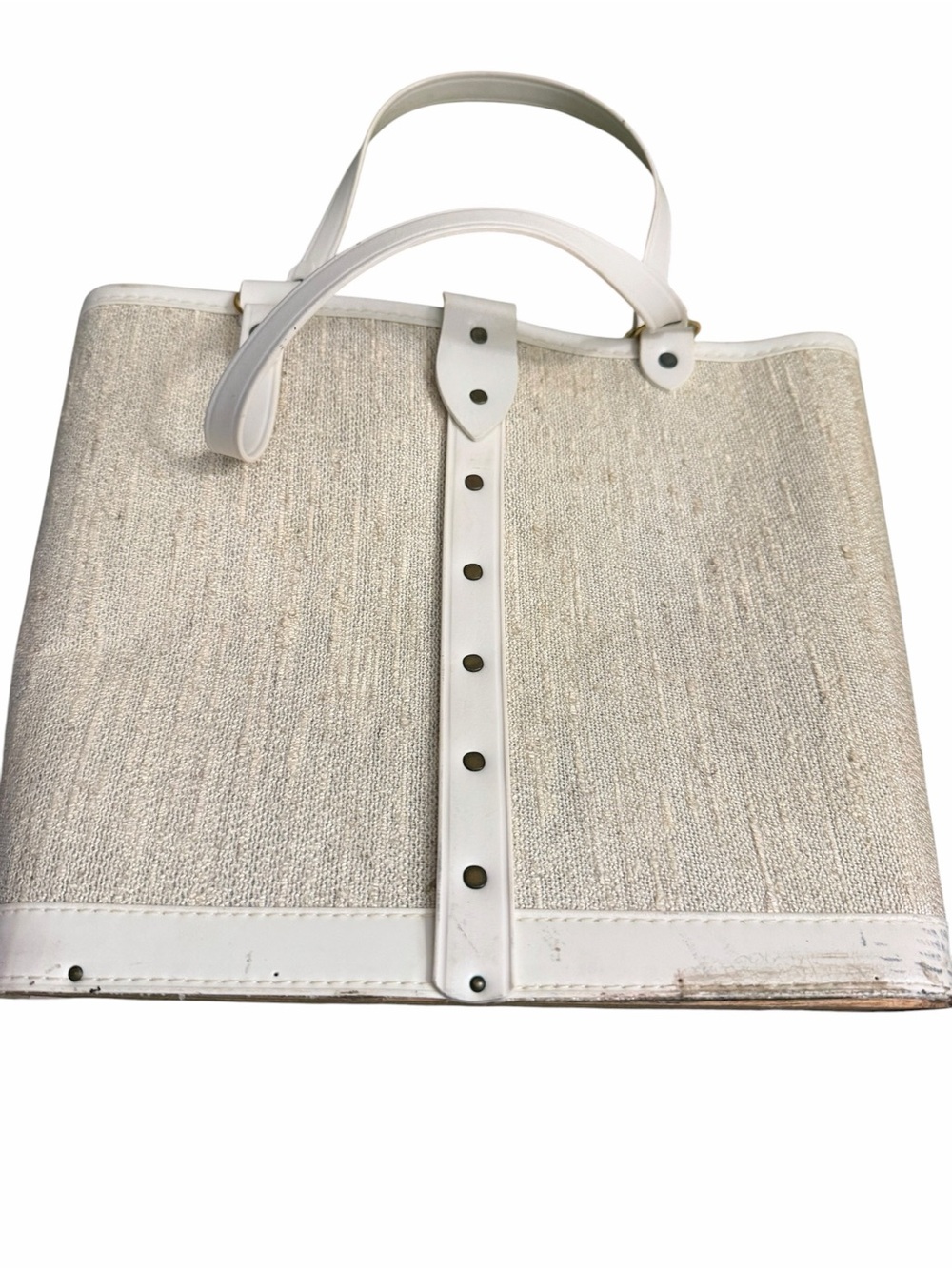 Embroidered White Tote with Teal and Gold Accents - Picture 2 of 12